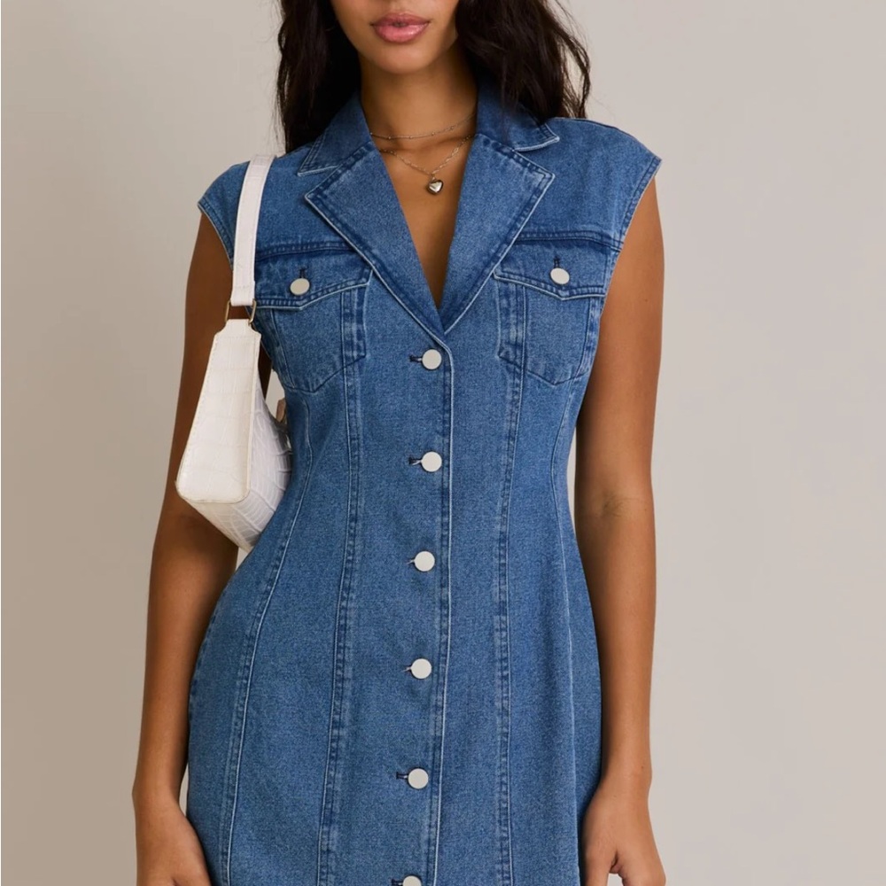 Le Lis Blue Denim Mini Dress